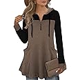 Vivilli Women's Thin Tunic Hoodies Long Sleeve Zip Up Sweatshirts Pullover Blouse Tops