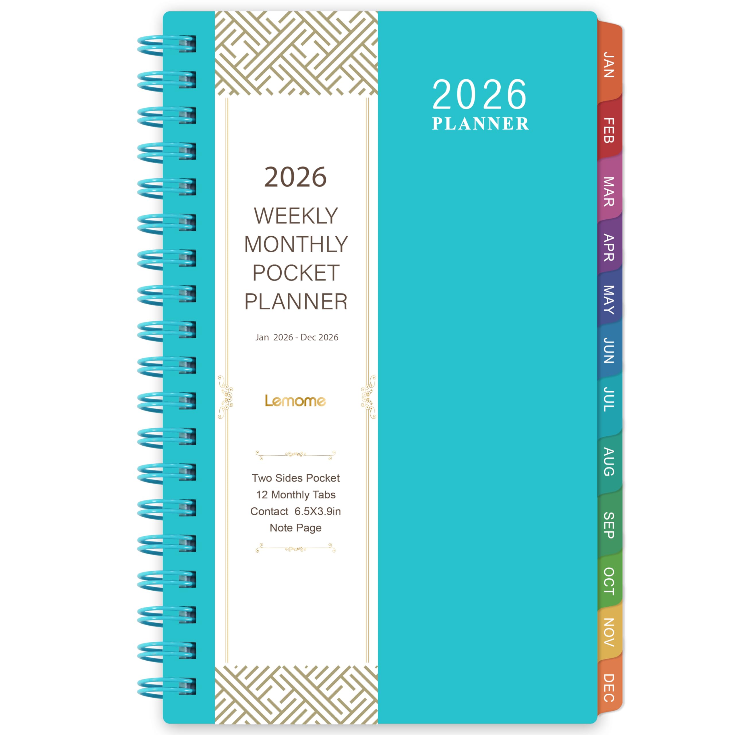 Photo 1 of 2026 Pocket Calendar/Planner - Weekly & Monthly Pocket Planner for Purse, Jan. 2026 - Dec. 2026, 6.8" x 4.1", Strong Twin - Wire Binding, Plastic Cover