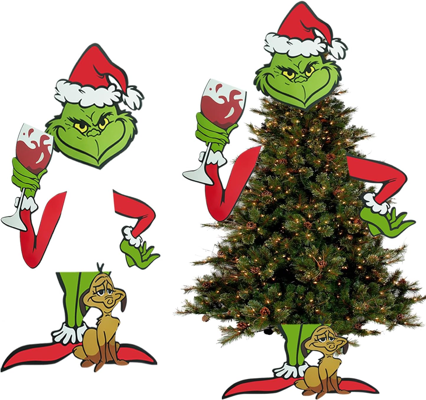 Tree Toppers - Grinchmas Decor for Christmas Tree Christmas Tree Topper Xmas Home Party Decorations Hand and Leg Decor Ornaments Holder for Christmas Party