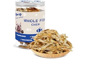 PAWUP Whole Fish Treats for Dogs Cats, Air Dried -100% Wild-Caught Fish Treat, Only Two Ingredient, High in Protein and Omega-3, 8oz