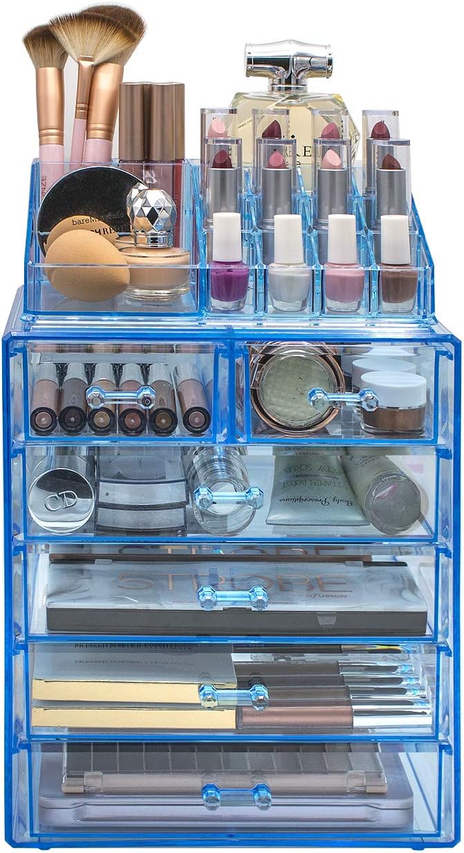 Sorbus Cosmetic Makeup and Jewelry Storage Case Display - Spacious Design - Great for Bathroom, Dresser, Vanity and Countertop (4 Large, 2 Small Drawers, Clear): Home & Kitchen
