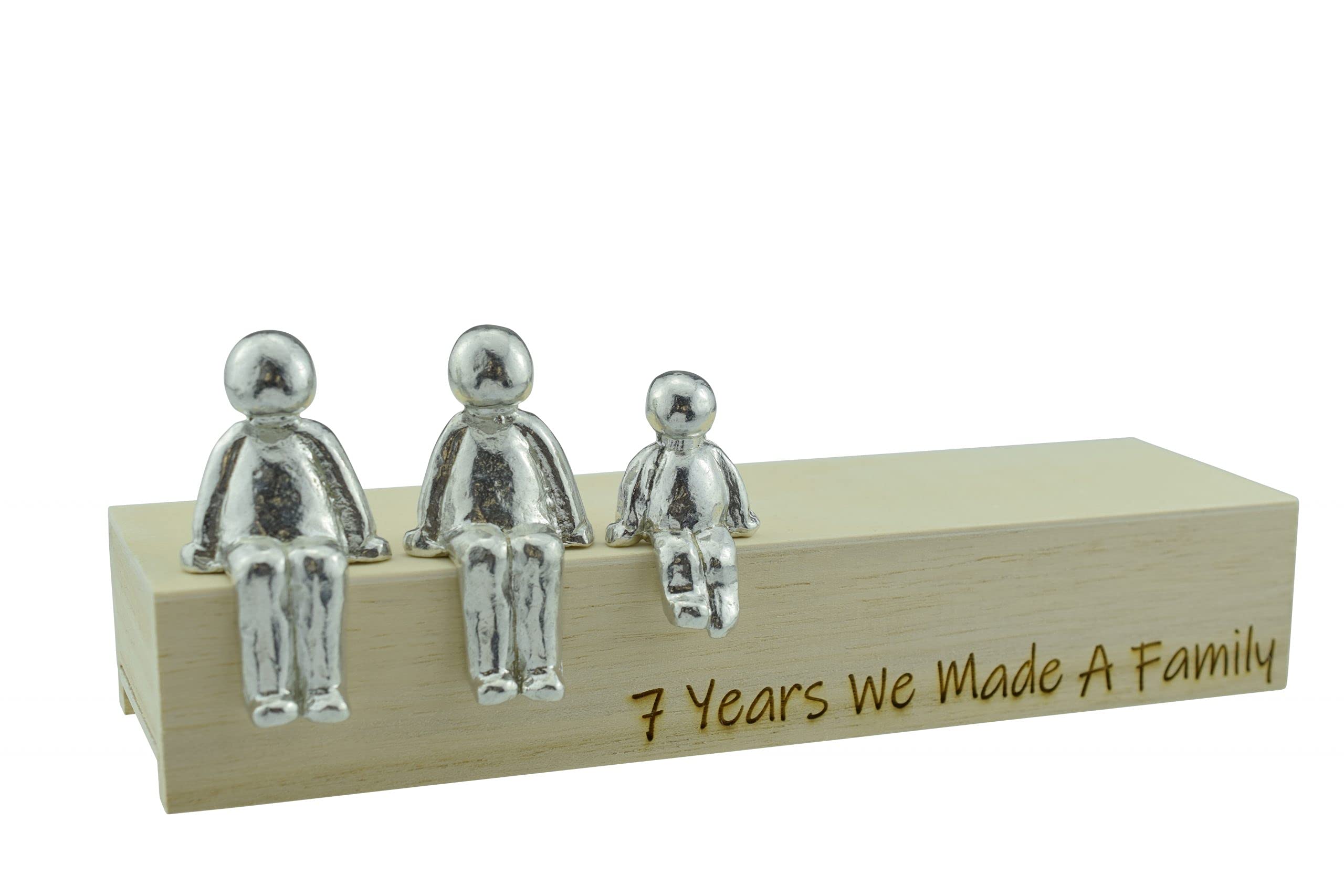 Pirantin 7th Anniversary Idea - 7 Years We Made A Family Metal Ornament - Choose Your Family Combination Box & Woodgrain May Vary(1 child)