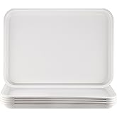 HEIHAK 5 Pack Plastic Fast Food Tray, 16 x 12 Inch Plastic Cafeteria Trays with Textured Surface, Rectangular Fast Food Serving Trays for Serving and Carrying Food in Restaurant Cafeteria, White