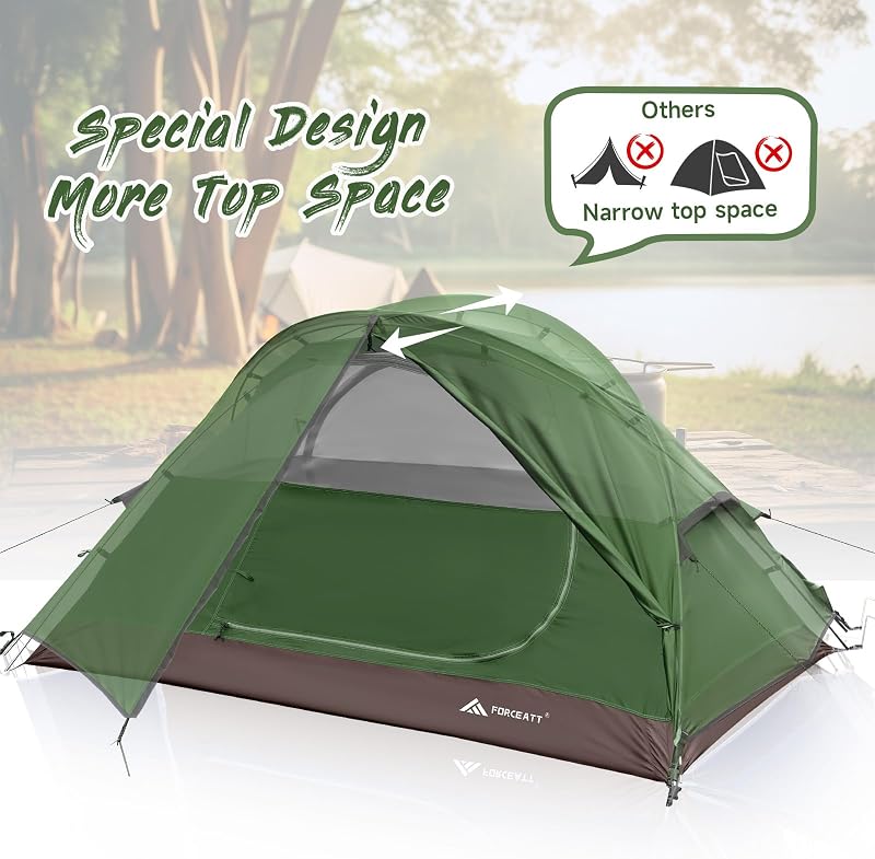 Tente 2-3 Pers. 4 Saisons | Idéal Camp/Rando | Portes Doubles, Imperméable, Coupe-Vent | Facile Installe/Transp. | 4 Couleurs, 2 Tailles