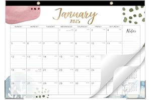 WOWYOGA 2025 Desk Calendar - Calendar 2025 Desk, Jan. 2025 - Dec. 2025, 12" x 16.8", 12 Months Calendar Pad with Corner Protectors, Cutting Line, Hanging Holes, Large Office Desk Top Calendar