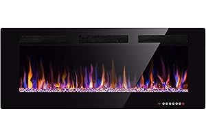 Xbeauty 36" Electric Fireplace in-Wall Recessed and Wall Mounted 1500W Fireplace Heater and Linear Fireplace with Timer/Multicolor Flames/Touch Screen/Remote Control Black