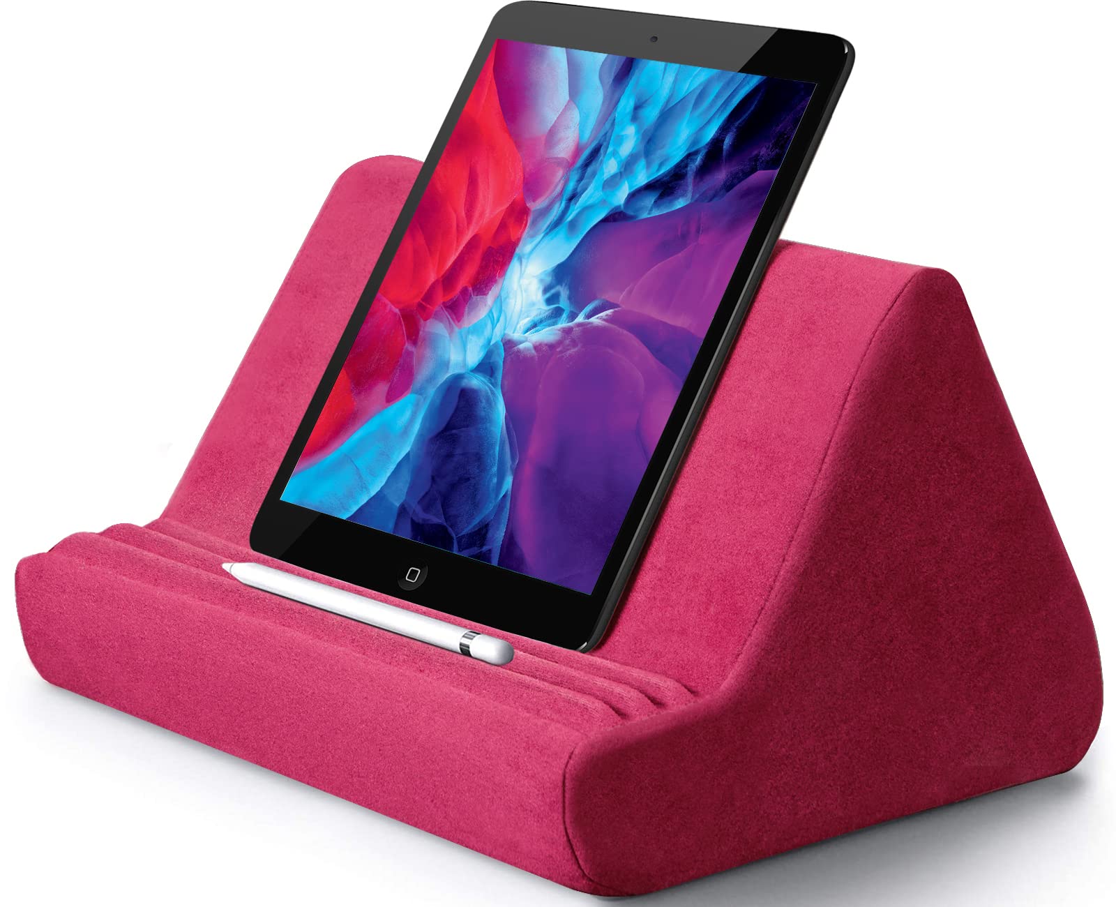 Ycxydr Soft Tablet Stand Pillow with Pocket,Tablet Cushion Adjustable 3 Viewing Angle,ipad holder for Bed Sofa,Compatible iPads Tablets Kindle, Galaxy Tab eReaders Smartphones Books (Pink)