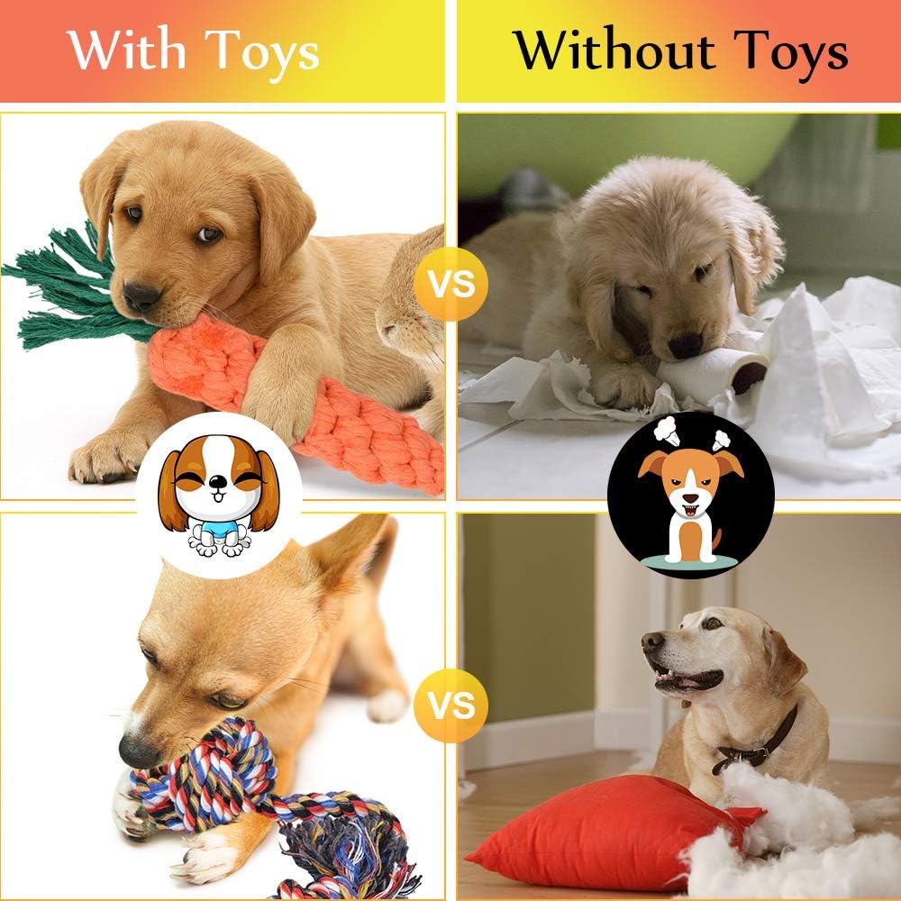 Kitchen & Dining : Oziral Puppy Toys, [7 Pack] Braided Small Dog Toys Set, Cute Duck Plush Squeaky Toys for Puppies Teeth Cleaning, 100% Natural Cotton Interactive Ropes Chew Toys for Puppy Playing, Non-Toxic and Safe : 
