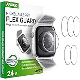 Arsolo [5 Pack] Flex Guard Nickel Metal Allergy Back Protector for Apple Watch [40/41mm], Prevent Rash, Contact Dermatitis, Soft Film, Sensor Protector, Back Cover for iWatch 40mm / 41mm