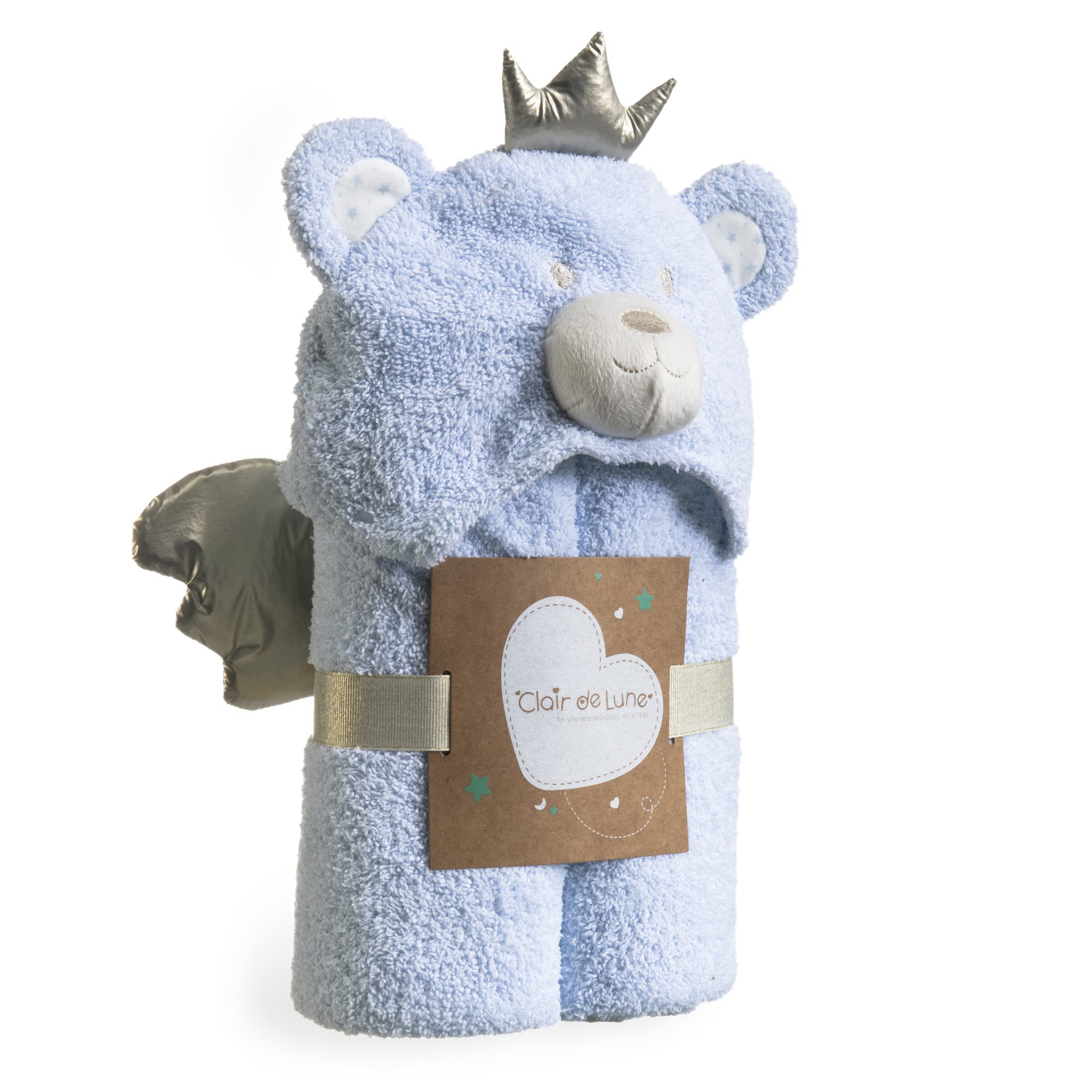 Clair de Lune | Little Bear Super Soft Hooded Baby/Toddler Blanket | 100 x 75 cm | Essentials Gift | Bath time | Newborn Essentials