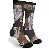 English Bulldogs Unisex Adult Fun Cool 3D Print Colorful Athletic Sport Novelty Crew Tube Socks