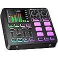 PUPGSIS Gaming Audio Mixer, Audio Interface for PC/Podcast/Streaming, Sound Board with 3.5mm/XLR Mic Input, 48V Phantom Power