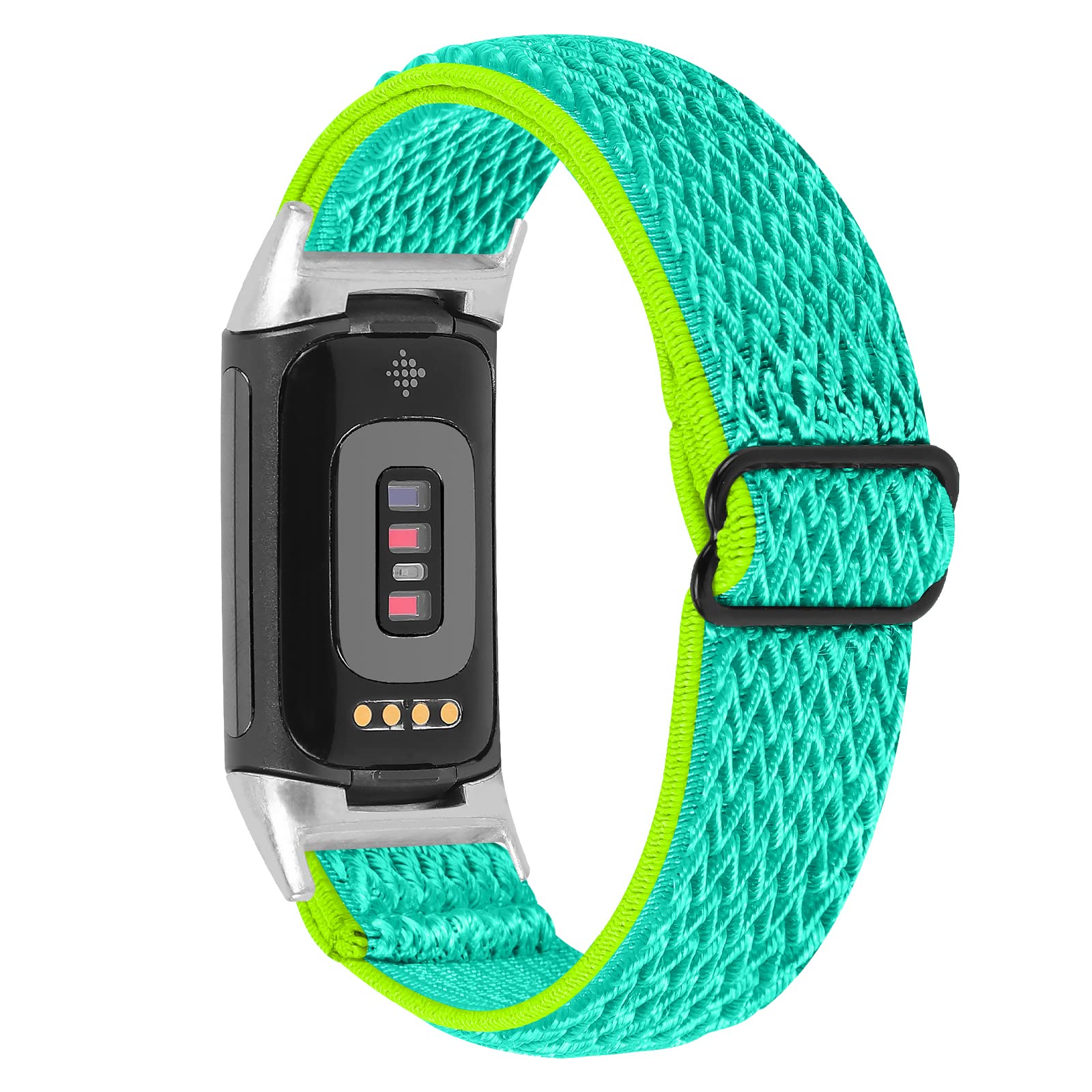 AISPORTS Compatible for Fitbit Charge 6/Charge 5 Strap Nylon for Women Men, Soft Stretch Braided Elastic Weave Nylon Solo Loop Bracelet Sport Wristband Replacement Strap for Fitbit Charge 6/Charge 5