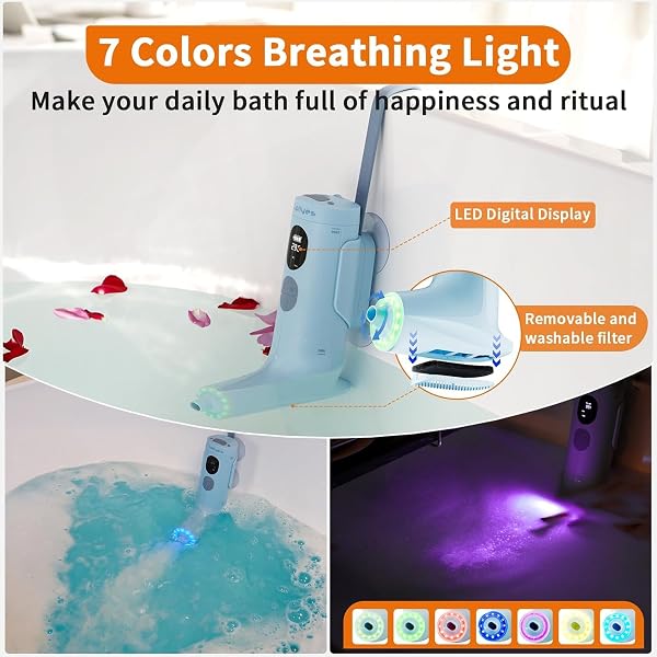 LOLLYES BATH JETS FOR TUB, PORTABLE JET SPA FOR BATHTUB, 3-LEVEL ADJUSTABLE BUBBLE BATH FOR WOMEN, JET/BUBBLE MODE,FESTIVAL GIFTS FOR WOMEN, RELAXING HOME DAILY USE (BLUE)