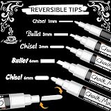 Maqhpu White Chalk Pens for Blackboards 6 Pack with 45 Labels 1/3/6 mm view 2