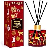 Xcleen Reed Diffuser Set, 6.7 Oz Holiday Morning Oil Diffuser Includes 6 Reed Sticks, Home Fragrance Scented Diffuser for Bat