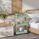 SOLEJAZZ 3-Tier Storage Trolley Cart Slim Rolling Utility Cart Green view 6