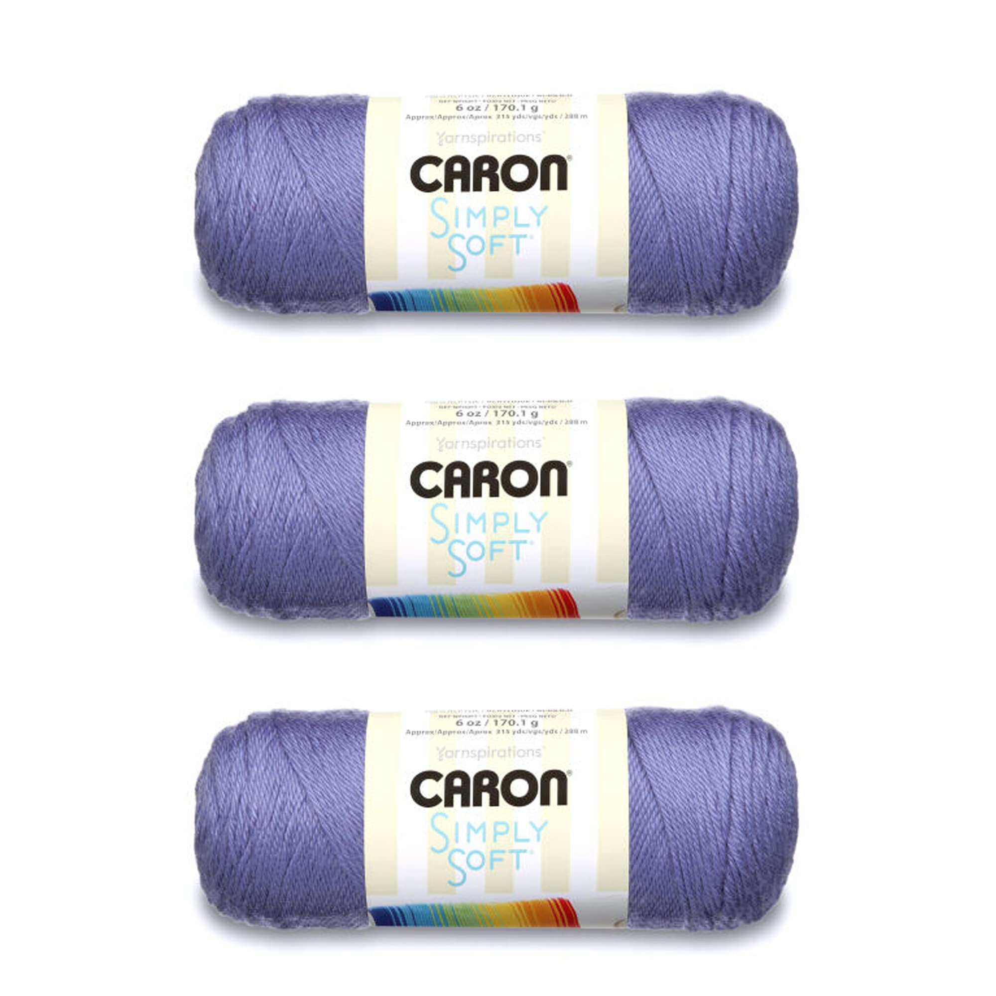 Caron Simply Soft Lavender Blue Yarn - 3 Pack of 170g/6oz - Acrylic - 4 Medium (Worsted) - 315 Yards - Knitting/Crochet — image 1