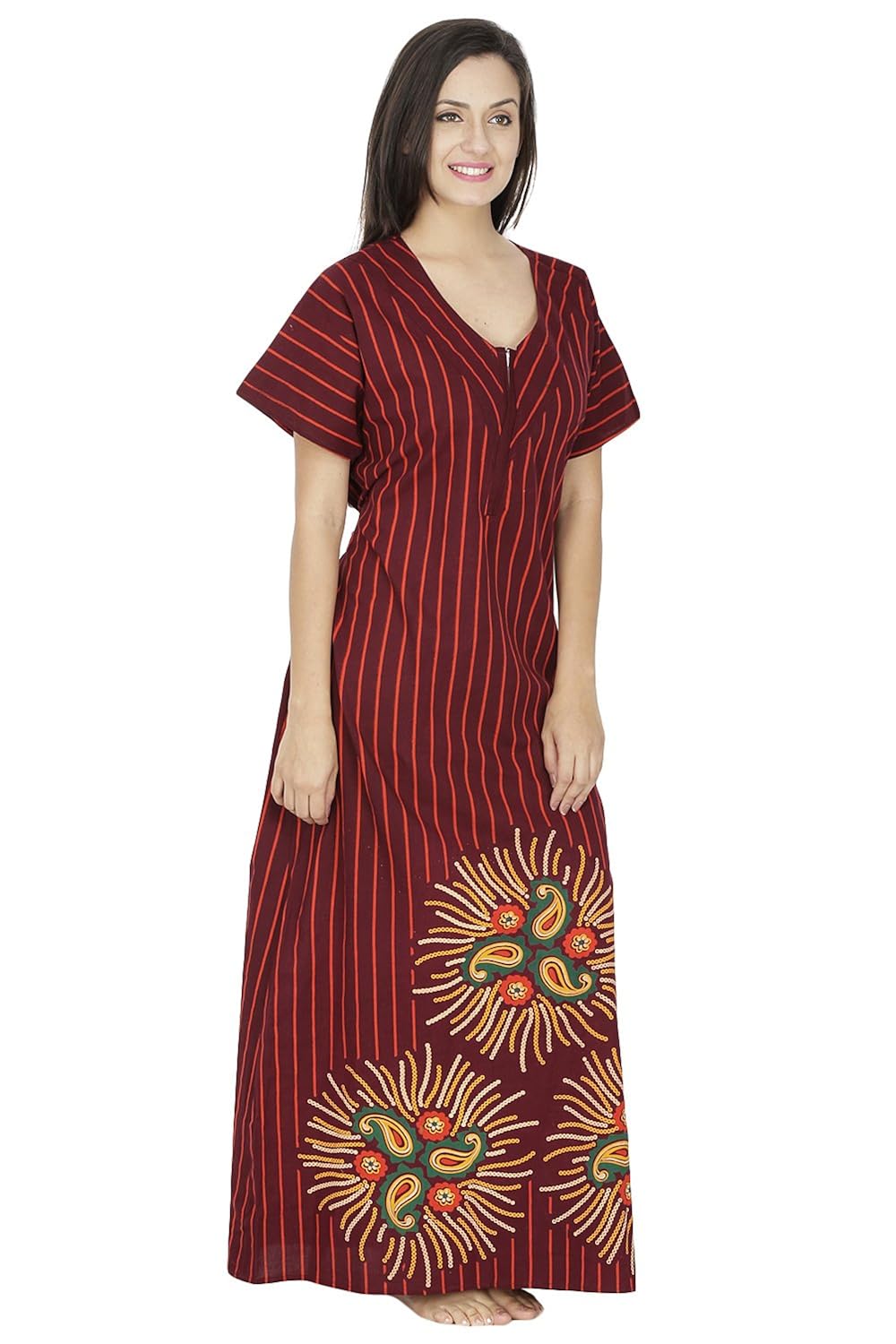 secret wish women's cotton nighty, nightdress (free size)