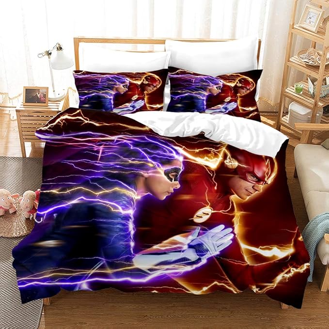 NOOS 3D The Flash Bedding Set for Kids, Cartoon Superhero