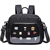 RAINBOW SMILE Multifunctional Ita Bag with Hidden Backpack Straps - Crossbody & Shoulder Bag Nylon with Pin Display for Anime
