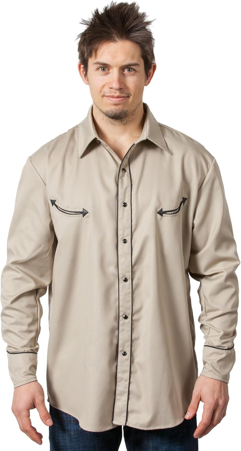 black dress shirt and khakis