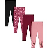 Girls 4 Pack Fleece Lined Leggings Whimsical Wonderland of Styles in Sizes 4-16! Unicorns, Flowers Hearts Galore!