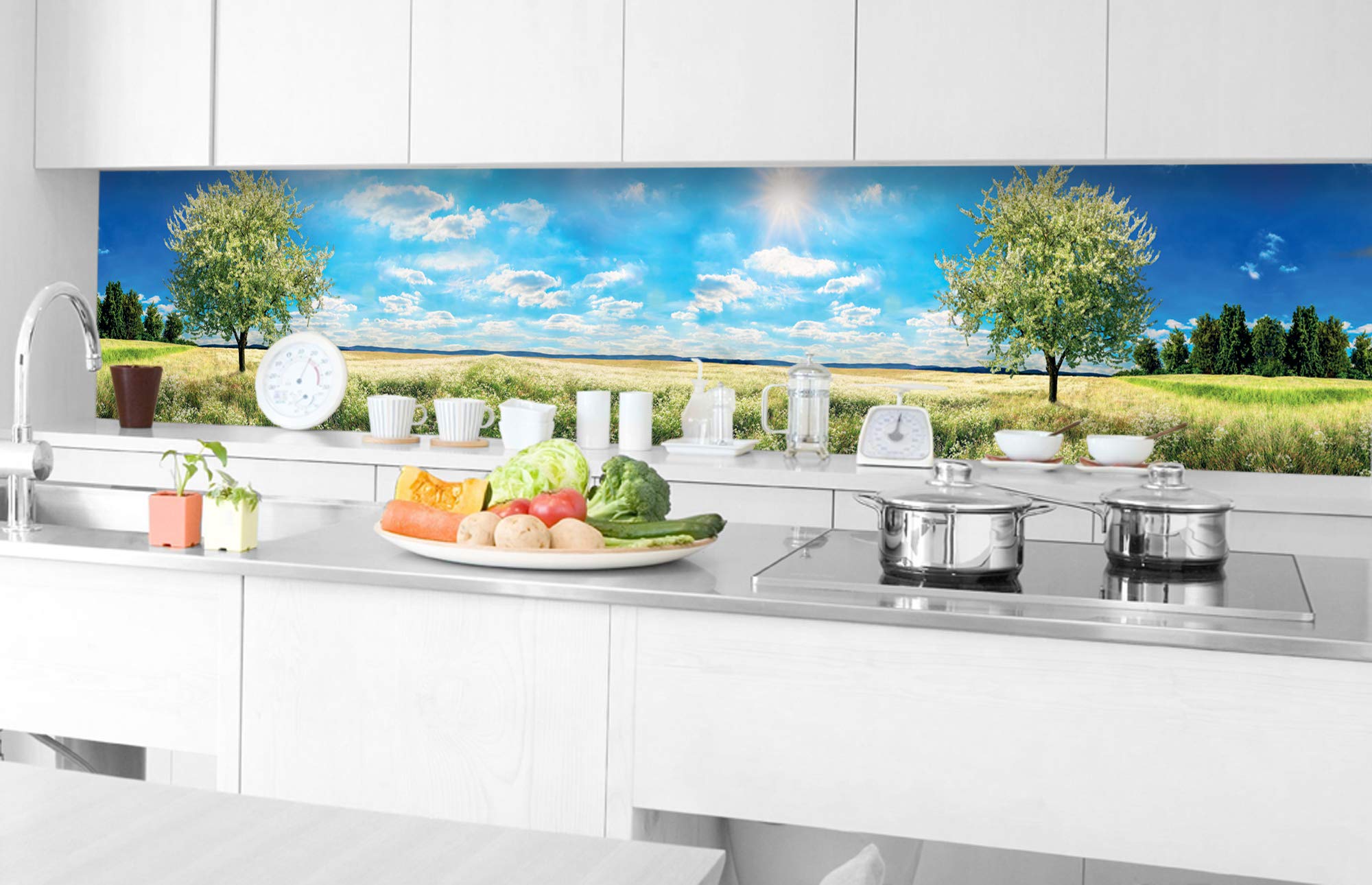 DIMEX LINE Self-Adhesive Kitchen Backsplash Film Baum AUF Meadow | Adhesive Foil - Decorative Foil - Splash Guard for Kitchen | Made in EU - 350.01 cm × 60.00 cm
