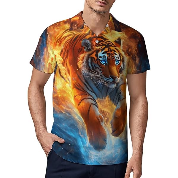 Amazon.com: Tiger's Face Polo Shirts for Men - White Tiger Mens