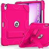 Cantis Case for iPad Air 13 Inch (M3) 2025/ for iPad Air 13-inch (M2) 2024 with Pencil Holder, Heavy Duty Shockproof Case for i Pad Air 13" Supports Pencil Pro and Pencil (USB-C), Hot Pink
