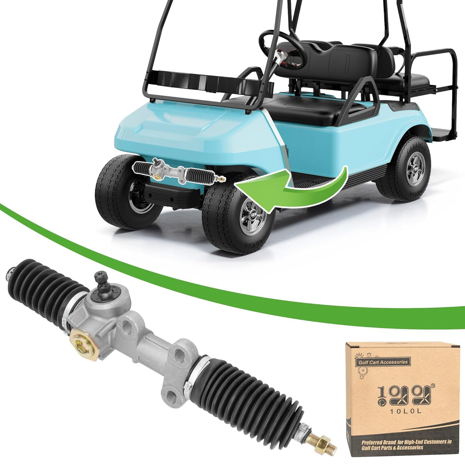 10L0L Golf Cart Steering Gear Box Assembly for Club Car DS 1984-2004, OEM# 101878302 1012452