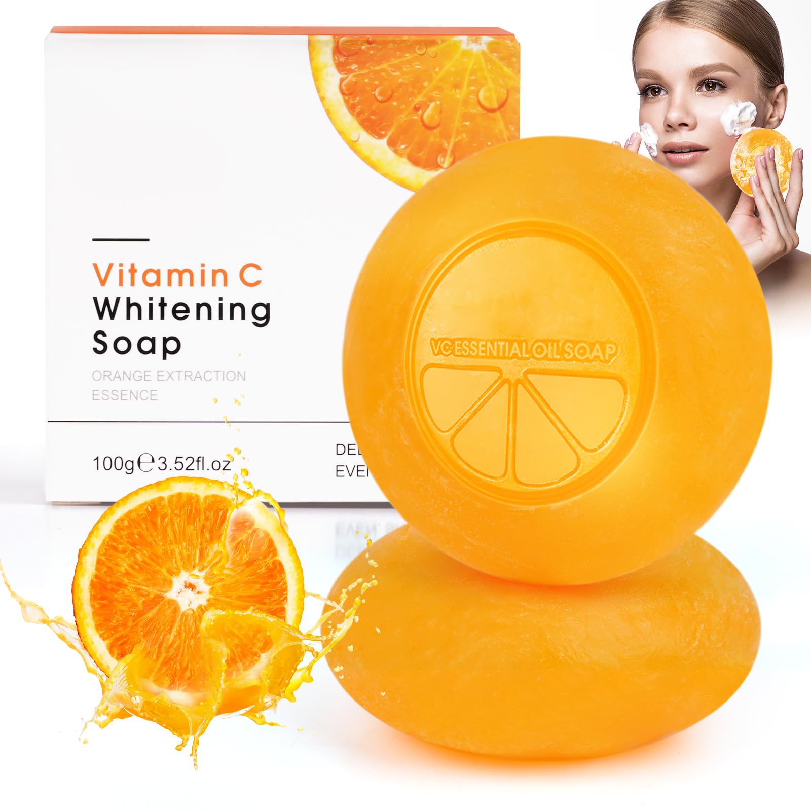 Vitamin C Serum for face Vitamin C Kojic Acid Soap Turmeric Soap Bar Remove Acne Blackheads Dark Spot, Collagen, Natural Soap Bar Softening Skin, Nourishing and Refreshing Bathing Cleanser