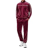 COOFANDY Mens Velour Tracksuits 2 Piece Set Outfits Zip Up Sweatsuits Velvet Jacket Pants Set