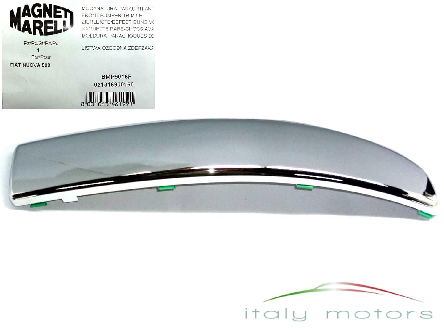 GENUINE FIAT 500 CHROME TRIM FRONT BUMPER PASSENGER SIDE 735455056