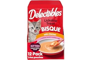 HARTZ Delectables Bisque Kitten Lickable Wet Cat Treats - Tuna & Chicken (pack of 12) ( Packaging May Vary )