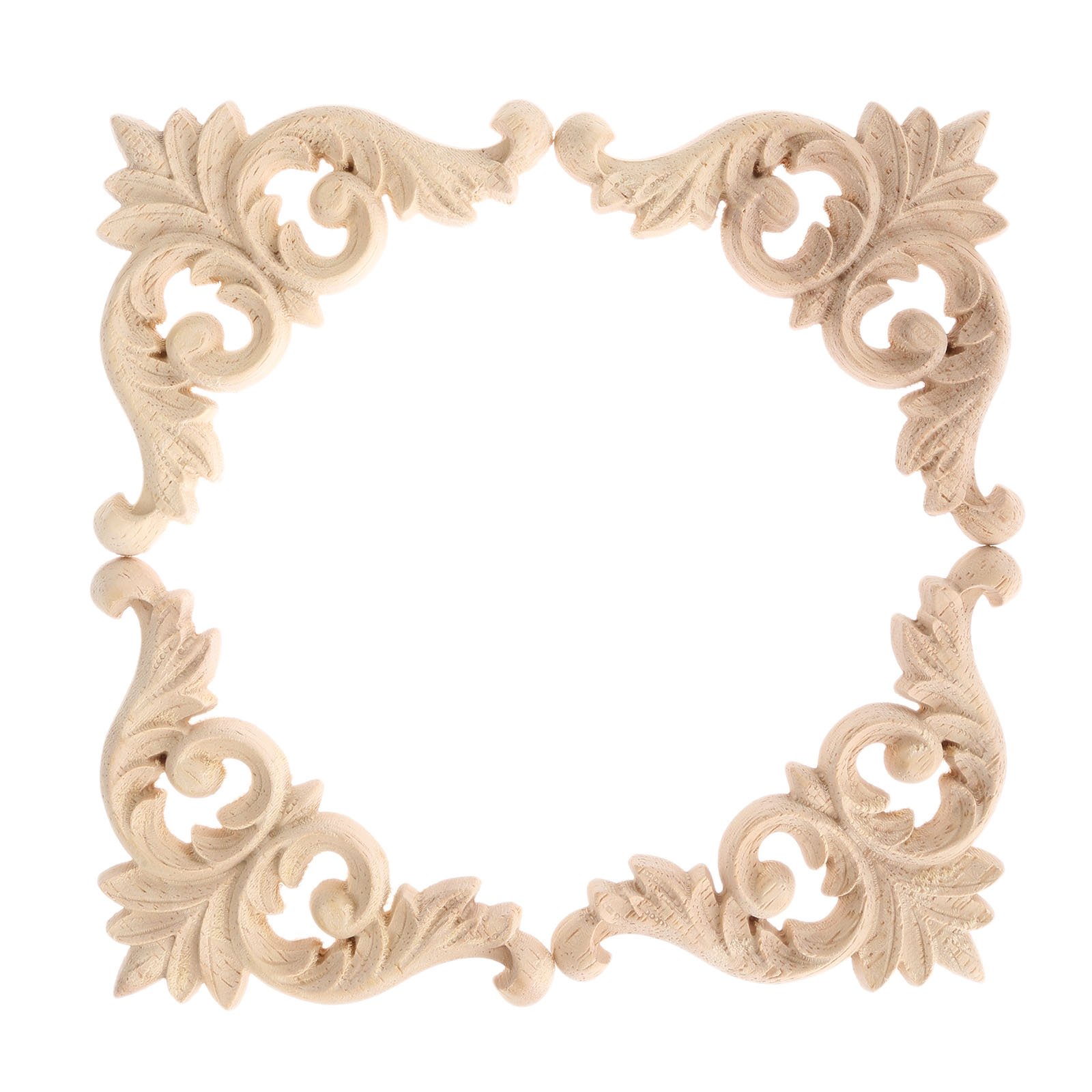 MUXSAM Wood Carved Mouldings Corner Onlay Applique Unpainted Furniture Decor 4pcs 10 * 10cm/3.94"*3.94" Classic