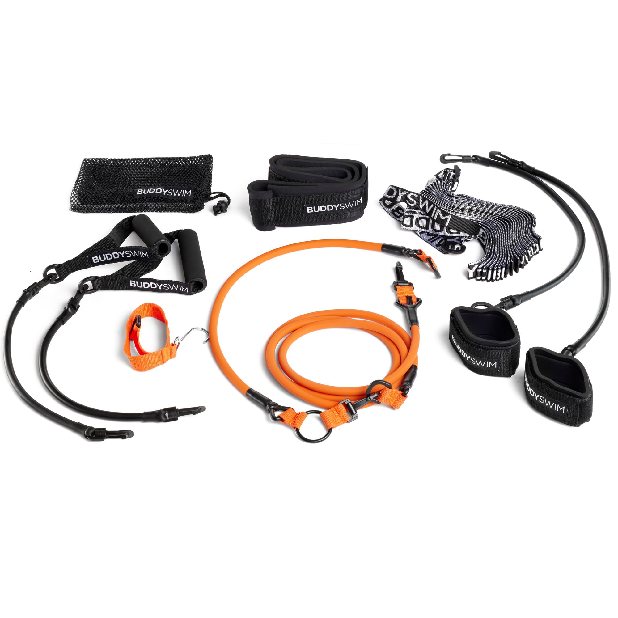 BUDDYSWIM Static Swimming Belt. Adjustable Elastic Rope for Resistance Training, AquaFitness and Pilates Suitable for Amateurs and Professionals.