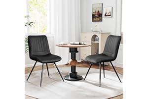 choairy Modern Dining Chairs Set of 2, Dining Chairs with Thick Cushions, PU Leather Upholstered Kitchen Dining Room Chairs with Metal Legs for Dining Living Room (Black)