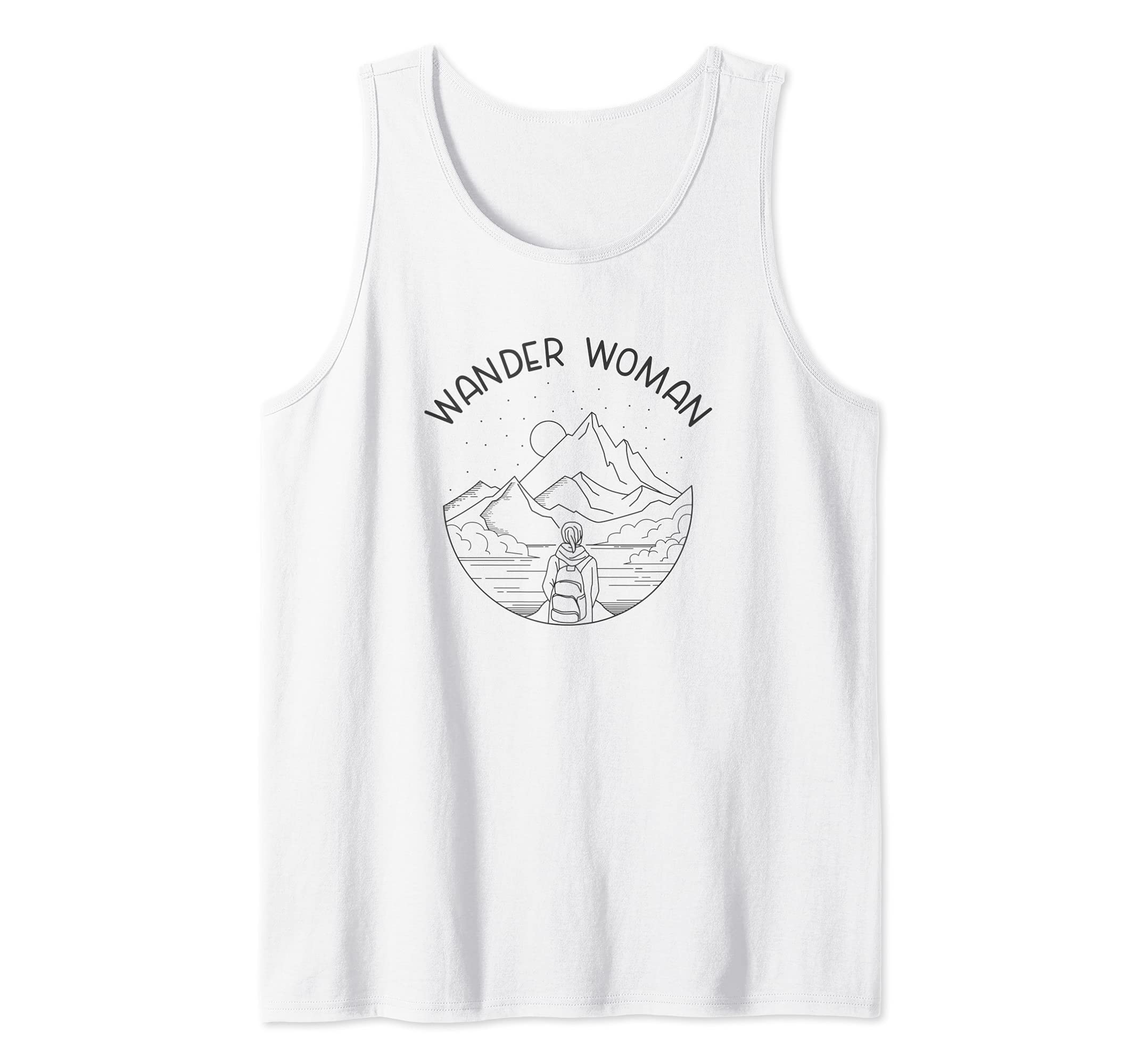 Wander Woman Saying / Outdoors Mountains Backpack Travel Tank Top