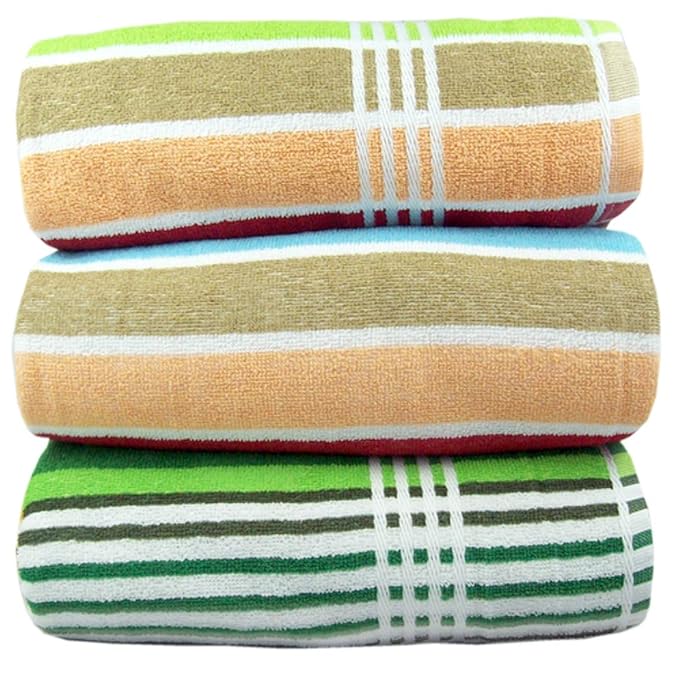 Multi Color Cotton Full Size Bath Towel ( Set of 3 PIS ) Amazon.in
