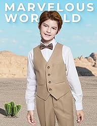 Marvelous World Boys Suits Khaki Slim Fit Size 14