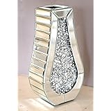 Crushed Diamond Mirror Vase Crystal Silver Glass Stunning Decorative Vase Flower Luxury for Home Décor. Can’t Hold Water.