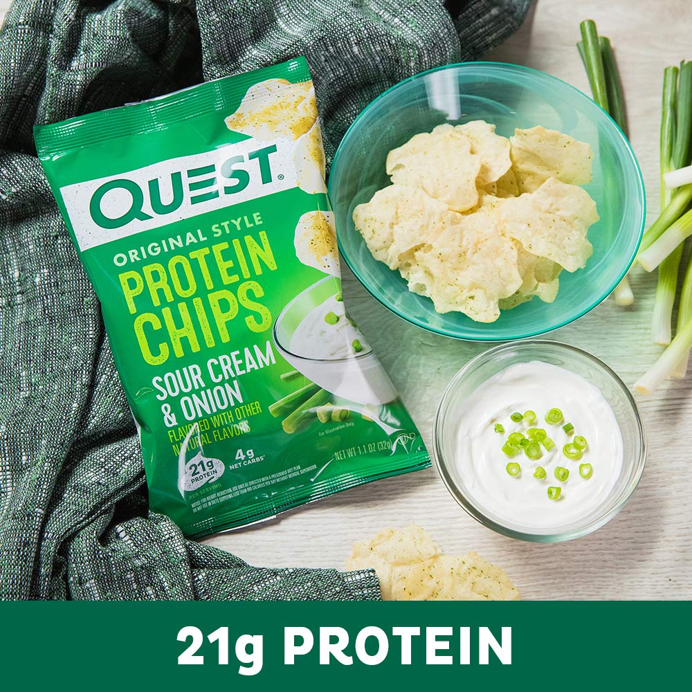 Quest Nutrition Sour Cream & Onion Protein Chips, Low Carb, Gluten Free