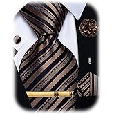 YourTies Tie for Men Silk Plaid Checkered Necktie Pocket Square Cufflinks Lapel Pin Tie Clip Set Business Wedding Party