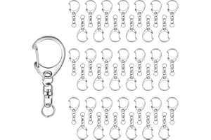 Roctee 50 pcs Lobster Clasp Key, Keychain Clip, Swivel Clasps Lanyard Snap Hook, DIY Crafts Key Chain, Lobster Claw Clasp (Silver)