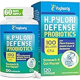 H. Pylori Defense Probiotics 100 Billion CFU - Lactobacillus Reuteri, Mastic Gum, Berberine, Zinc Carnosine, Green Tea, for Digestive & Gut Health, Stomach Comfort, Vegan, 120 Capsules