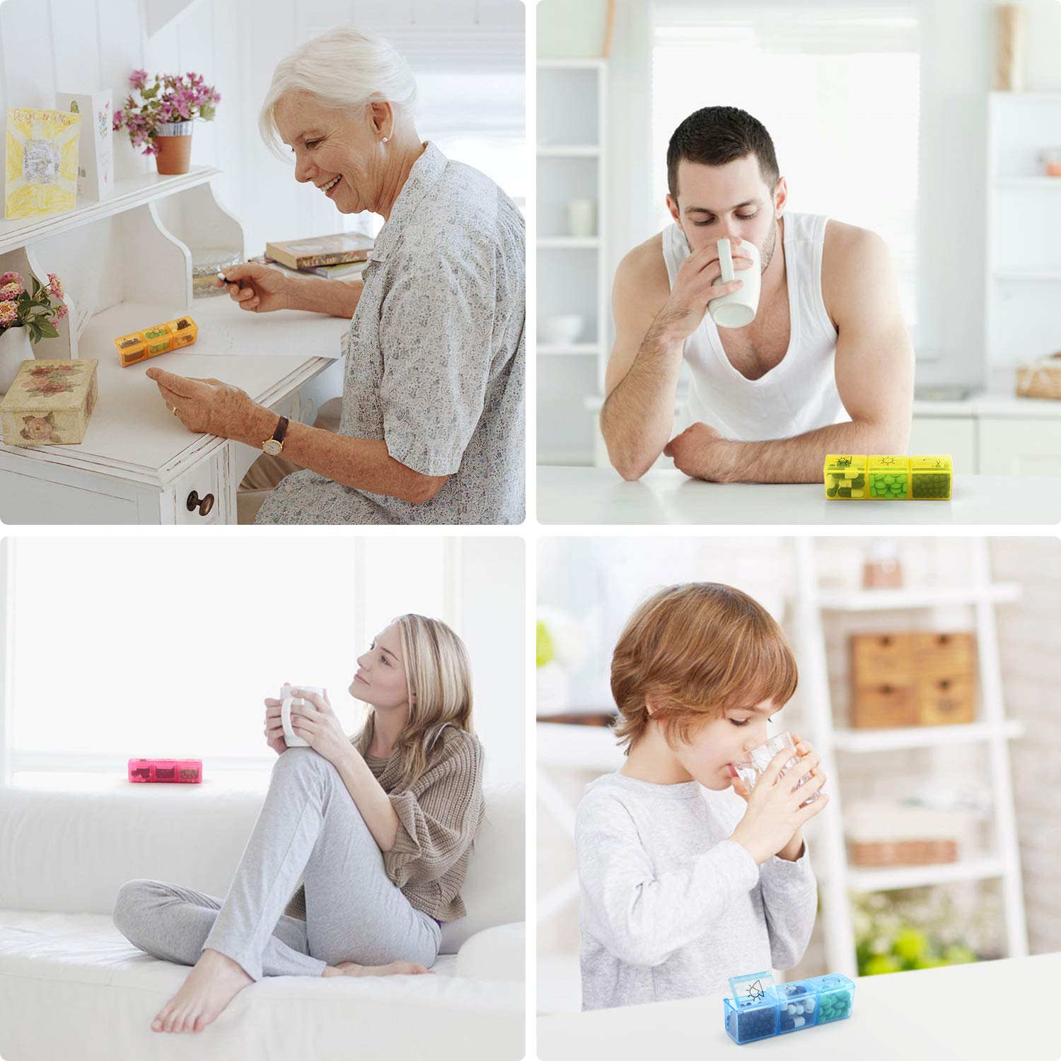 SENWOW Weekly Pill Organizer, Portable AM/PM Travel Pill Box Case (7-Day / 3-Times-A-Day) with Separate Compartments to Hold Vitamins, Supplements and Medication