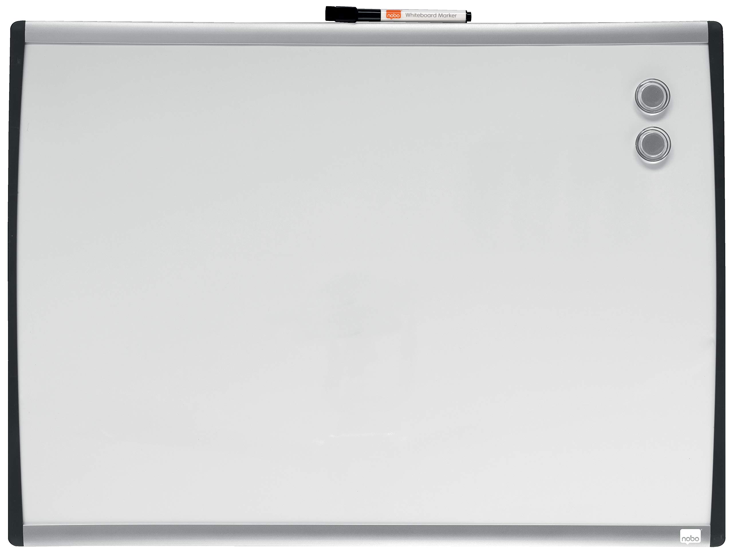 Nobo Small Magnetic Whiteboard With Arched Frame, Wall Mountable, Includes Whiteboard Pen, Magnets & Foam Adhesive Pads, Home/ Office, 585 x 430 mm, 1903783