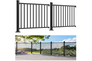 Egadis 2 Pack 36 in. H x 4 ft. W Porch and Deck Railing Kit, Aluminum Railing Kit, Black Textured Powder-Coat Finish Rail System for Outdoor Decks, Porches & Balconies(2 Post, 2 Panel)