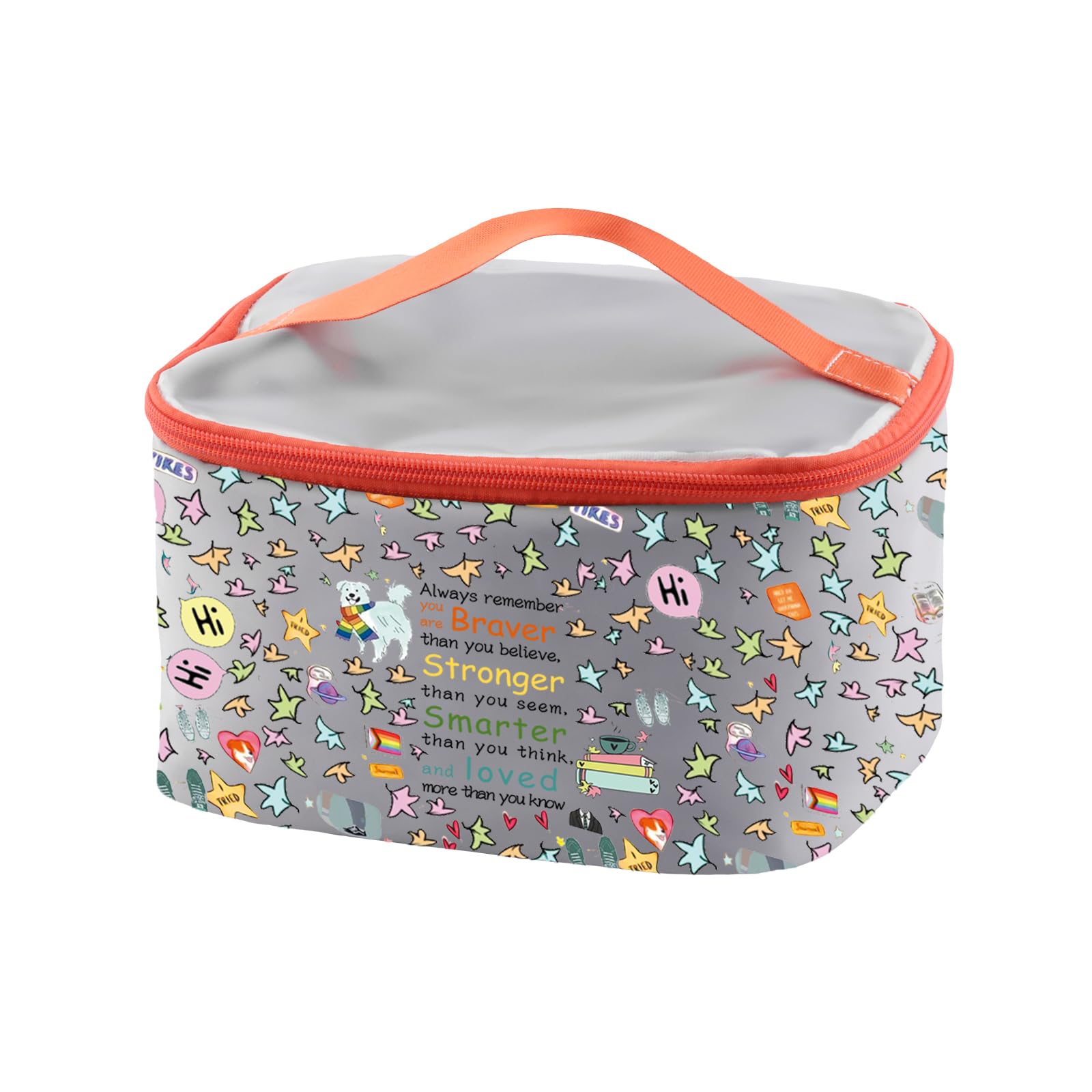 PXTIDY Heart Stop Tv Show Cosmetic Makeup Case LGBTQ Gift Hi Hi Leaves Travel Zipper Pouch Spotify Inspired Makeup Bag